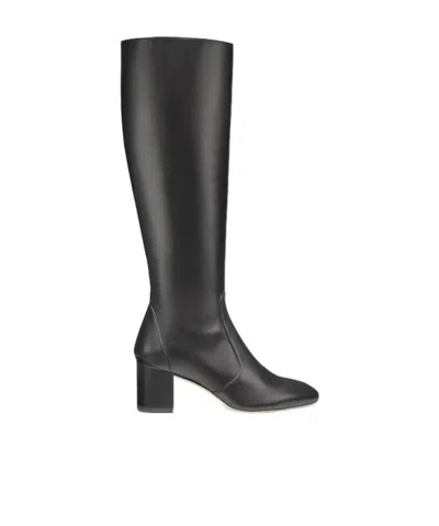 STUART WEITZMAN BLACK LOGO BOOTS