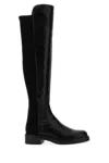 Stuart Weitzman Black Nappa Leather And Fabric Celia Boots In Black