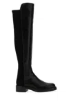 Stuart Weitzman Black Nappa Leather And Fabric Celia Boots In Black