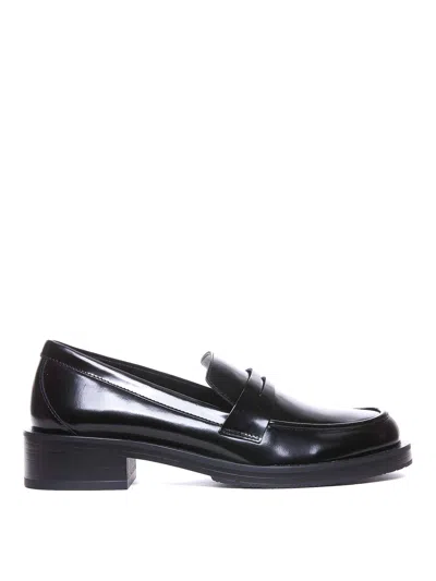 Stuart Weitzman Black Palmer Loafers With Round Toe