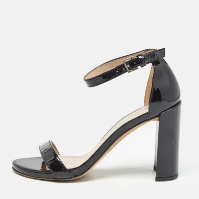 Stuart Weitzman Black Patent Ankle Strap Sandals