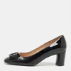 Stuart Weitzman Black Patent Block Heel Pumps In Black