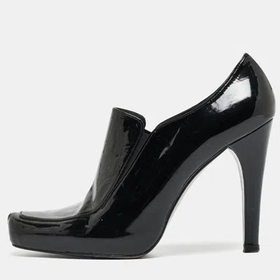 Stuart Weitzman Black Patent Leather Loafer Pumps