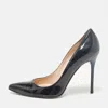 Stuart Weitzman Black Patent Leather Pointed Toe Pumps In Black