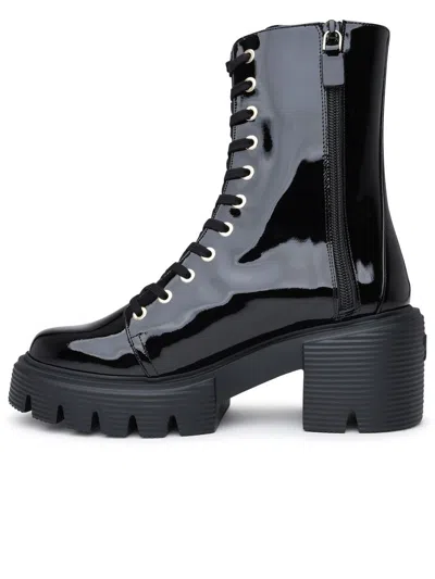 Stuart Weitzman Black Patent Leather Soho Boots