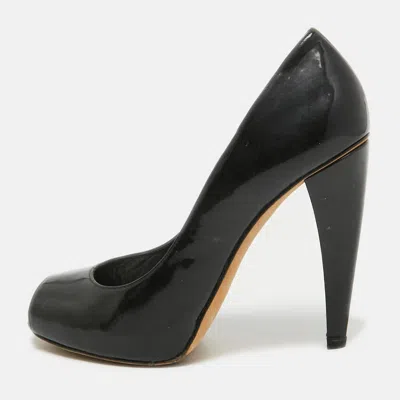 Stuart Weitzman Black Patent Platform Round Toe Pumps