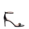 Stuart Weitzman Heel Buckle Open Toe Sandals In Black