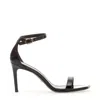 STUART WEITZMAN BLACK PATENT SANDAL WITH 85 MM HEEL