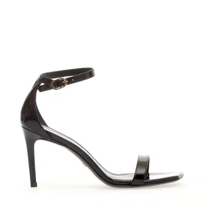 STUART WEITZMAN STUART WEITZMAN BLACK PATENT SANDAL WITH 85 MM HEEL