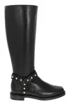 STUART WEITZMAN BLACK PEARL MOTO BIKER BOOTS FOR WOMEN FW22