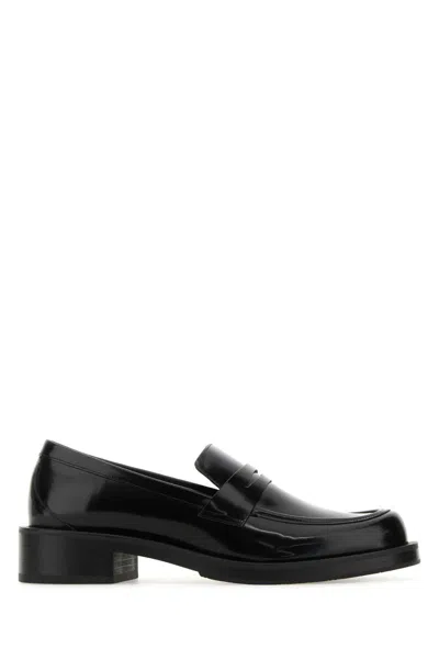 Stuart Weitzman Black Shiny Leather Loafers