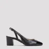 Stuart Weitzman 'sleek' Black Slingback Pumps With Block Heel In Black