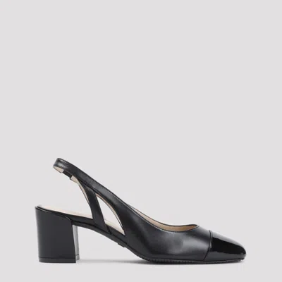 STUART WEITZMAN BLACK SLEEK 50 LEATHER HEELS