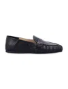 Stuart Weitzman Almond Toe Leather Loafer With Textured Detailing