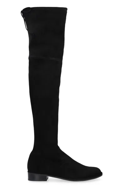 Stuart Weitzman Black Solid Almond Toe Boots