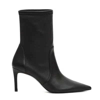 Stuart Weitzman Black Stretch Leather 75mm Heel Ankle Boot