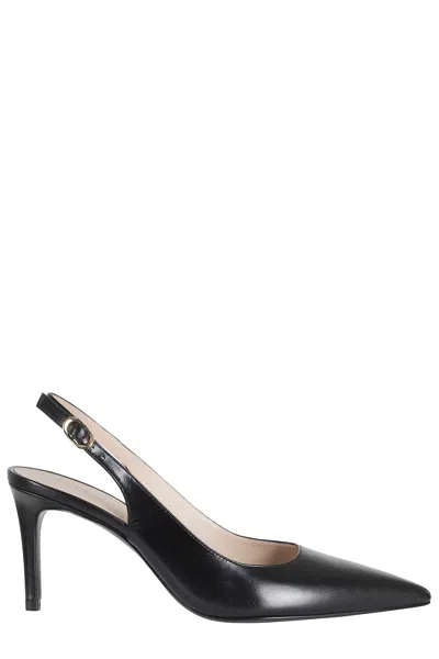 Stuart Weitzman Black Stuart Power Slingback 75 Pointed Leather Pumps In Multi