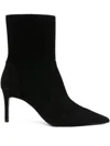 Stuart Weitzman Black Ankle Boots With Stiletto Heel And Zip Closure On The Side In Suede Woman In Black