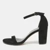 Stuart Weitzman Black Suede Bambina Ankle Strap Sandals