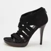 Stuart Weitzman Black Suede Cross Strap Sandals In Black