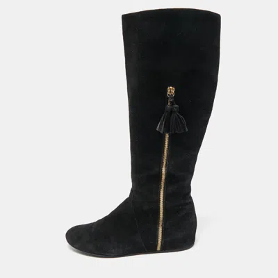 Stuart Weitzman Black Suede Knee Length Boots