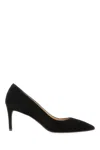 Stuart Weitzman Anny 70 Pointed-toe Suede Court Shoes In Black