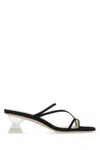 Stuart Weitzman Suede Lucite Heel Strappy Sandals In Black