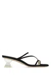 Stuart Weitzman Suede Lucite Heel Strappy Sandals