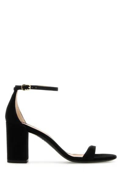 STUART WEITZMAN STUART WEITZMAN BLACK SUEDE NUDIST BLOCK SANDALS