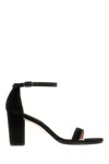 Stuart Weitzman 'nearlynude' Ankle Strap Suede Sandals In Black