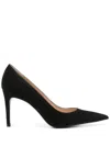 Stuart Weitzman Black Suede Slip-on Pumps In Animal Print