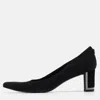 Stuart Weitzman Black Textured Suede Pointed Toe Pumps In Black