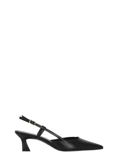 Stuart Weitzman Black Vinnie 50 Polished Leather Slingback