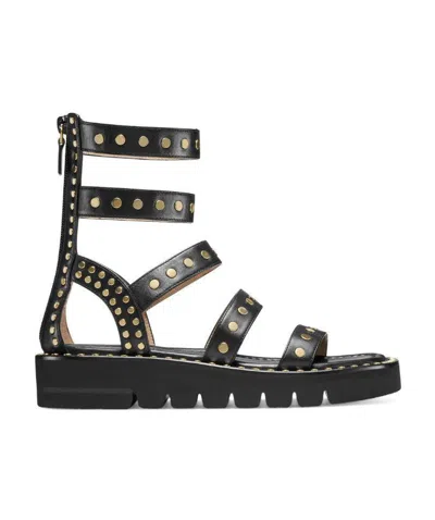 Stuart Weitzman Black Willow Nailed Sandals In Green