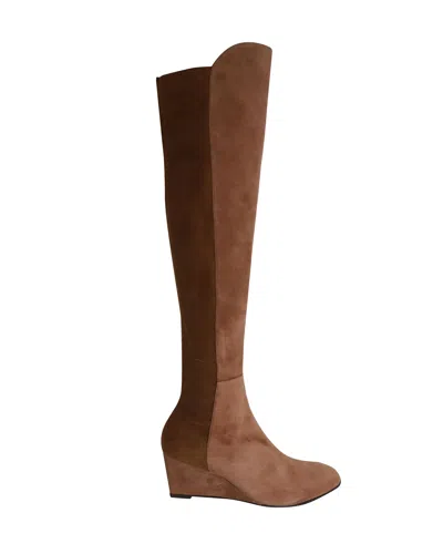 Stuart Weitzman Blaire Knee-boots In Brown Suede In Animal Print