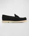 Stuart Weitzman Blake Luxe Suede Slip-on Loafers In Blackcream