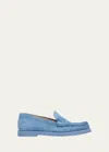 Stuart Weitzman Blake Luxe Suede Slip-on Loafers In Blue Steel