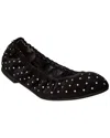 Stuart Weitzman Bling Crystal-embellished Suede Ballet Flats In Black