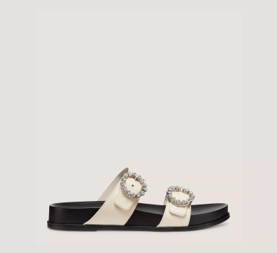 Stuart Weitzman Blingring Buckle Sport Slide In Seashell & Black