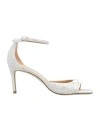 Stuart Weitzman Women's Bliss 75mm Imitation-pearl-embellished Satin Sandals In White