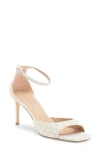 Stuart Weitzman Bliss Imitation Pearl Ankle Strap Sandal In White