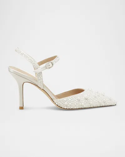 STUART WEITZMAN BLISS PEARLY POINTED SATIN PUMPS