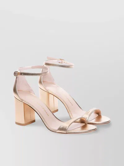 Stuart Weitzman Block Heel Ankle Strap Sandals In Pink