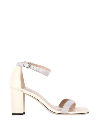 Pre-owned Stuart Weitzman Block-heel Ankle-strap Sandals In Neutral