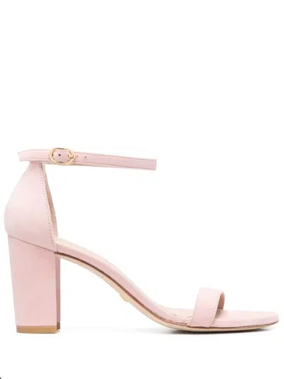 Stuart Weitzman Block-heel Open-toe Sandals In Pink
