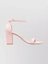 Stuart Weitzman Block Heel Open Toe Suede Sandals In Pink