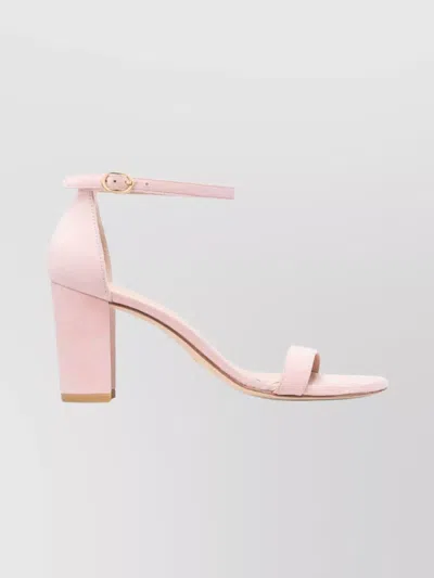 STUART WEITZMAN BLOCK HEEL OPEN TOE SUEDE SANDALS