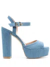 Stuart Weitzman Block-heel Platform Sandals In Blau