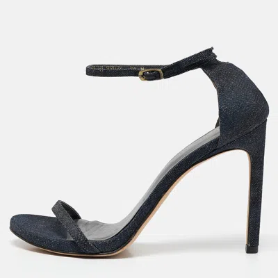 Stuart Weitzman Blue Denim Ankle Strap Sandals
