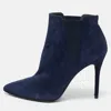 Stuart Weitzman Blue Elastic And Suede Ankle Length Boots In Blue
